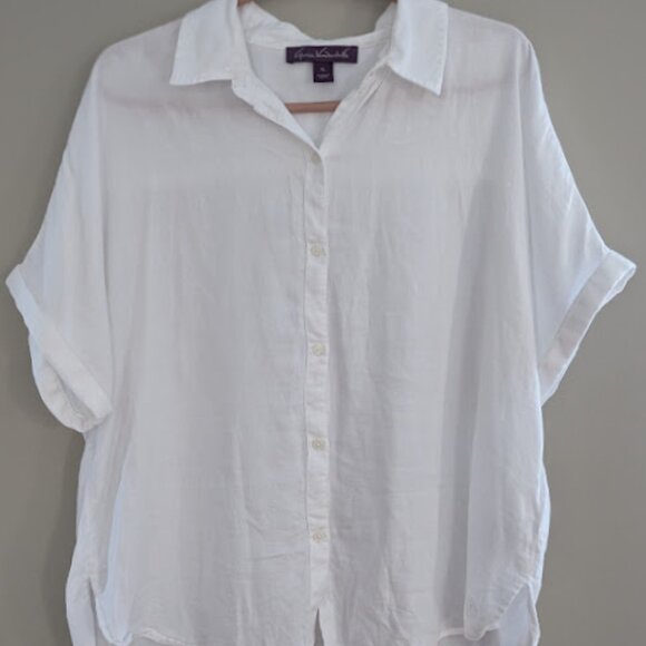 Gloria Vanderbilt Womens Oversized Button Front Shirt White Size XL - Picture 1 of 6